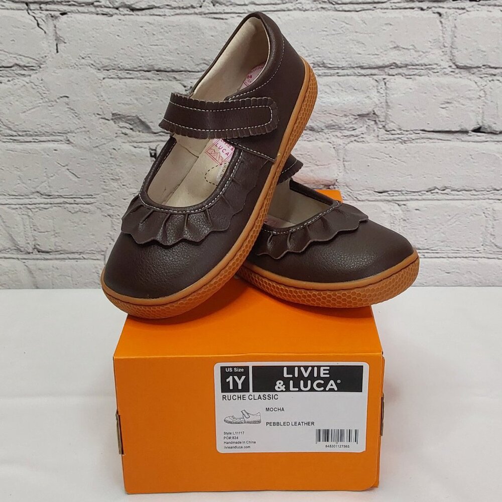 LIVIE & LUCA 'RUCHE CLASSIC' PEBBLED LEATHER MARY-JANE SHOES RICH~MOCHA NEW - Picture 16 of 16